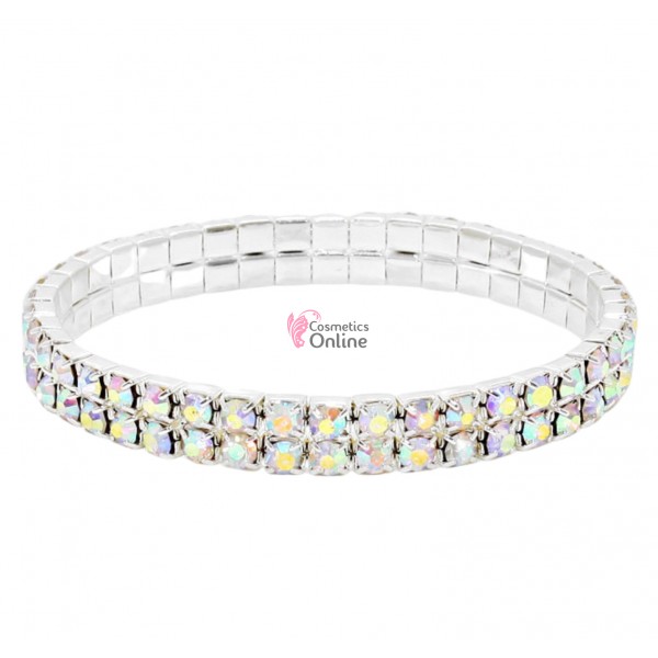 Bratara eleganta de mana BRM018BB Argintie cu cristale - 2 randuri